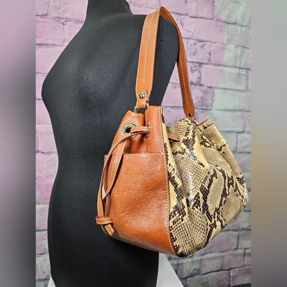 Vintage Kate Spade Snakeskin Drawstring Shoulder Bag - Picture 11 of 15